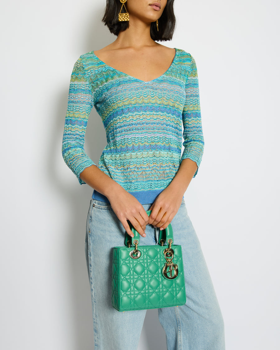Missoni Blue and Green Metallic Long Sleeve Top Size UK 8/10