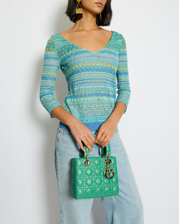 Missoni Blue and Green Metallic Long Sleeve Top Size UK 8/10