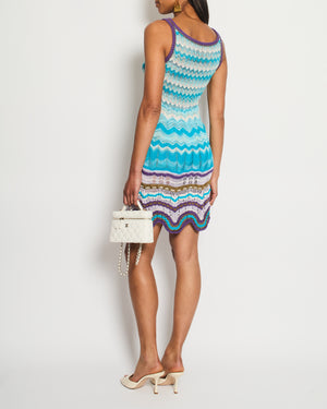 Missoni Blue and Purple Crochet Knit Sleeveless Mini Dress Size IT 42 (UK 10) RRP £750