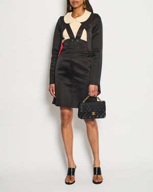 Chanel 08A Black, Cream Silk Jacket, Top and Dress Three-Piece Set with CC Logo Buttons Size FR 36 (UK 8)