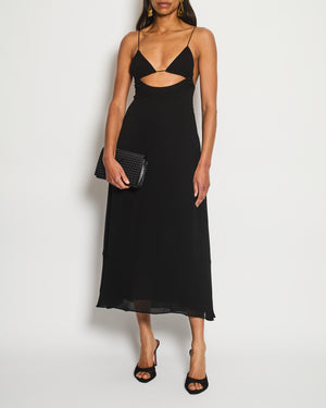 Saint Laurent Black Strap Midi Dress with Cut Out Detail Size FR 34 (UK 6)