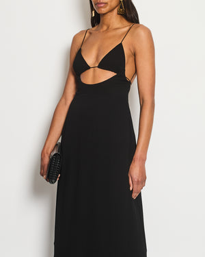 Saint Laurent Black Strap Midi Dress with Cut Out Detail Size FR 34 (UK 6)