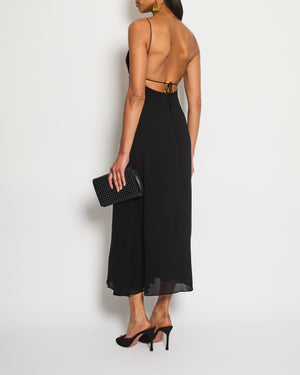 Saint Laurent Black Strap Midi Dress with Cut Out Detail Size FR 34 (UK 6)