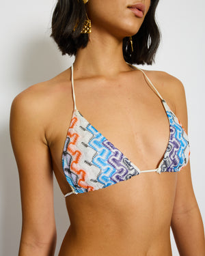 Missoni Blue Zig-Zag Print Two-Piece Swim Set Size IT 40 (UK 8)