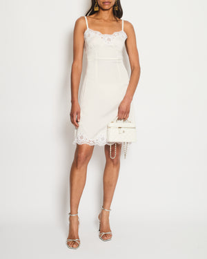 Dolce & Gabbana White Silk Midi Strap Dress with Lace Detail Size IT 38 (UK 6)