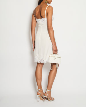 Dolce & Gabbana White Silk Midi Strap Dress with Lace Detail Size IT 38 (UK 6)