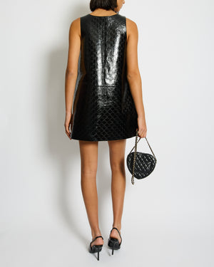 Gucci Black Crinkled GG Embossed Patent Leather Sleeveless Mini Dress Size IT 40 (UK 8)