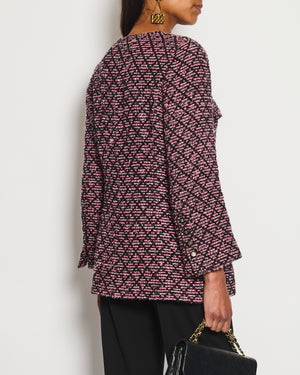 Chanel 95/A Pink Collarless Jacket with Pocket and CC Button Detail Size FR 38 (UK 10)
