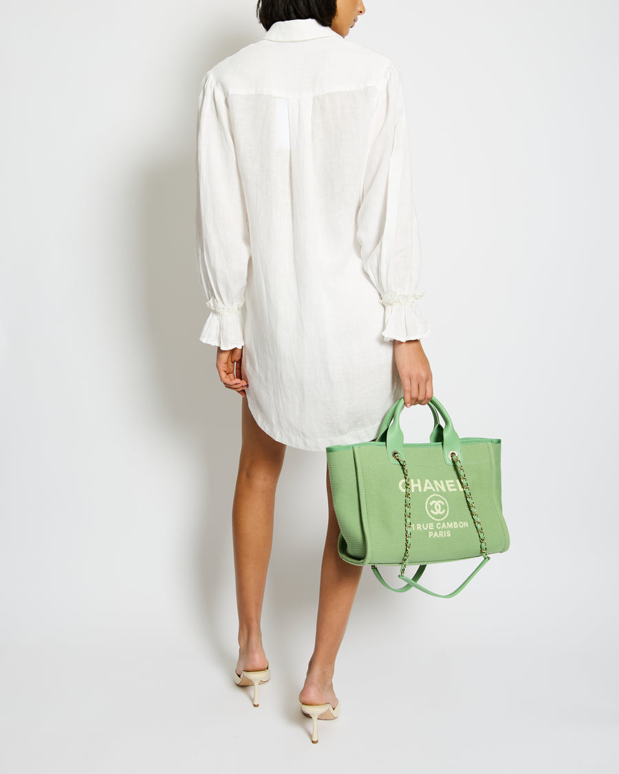 Ermanno Scervino Life White Two-Piece Linen Shirt and Shorts Set Size IT 38 (UK 6)