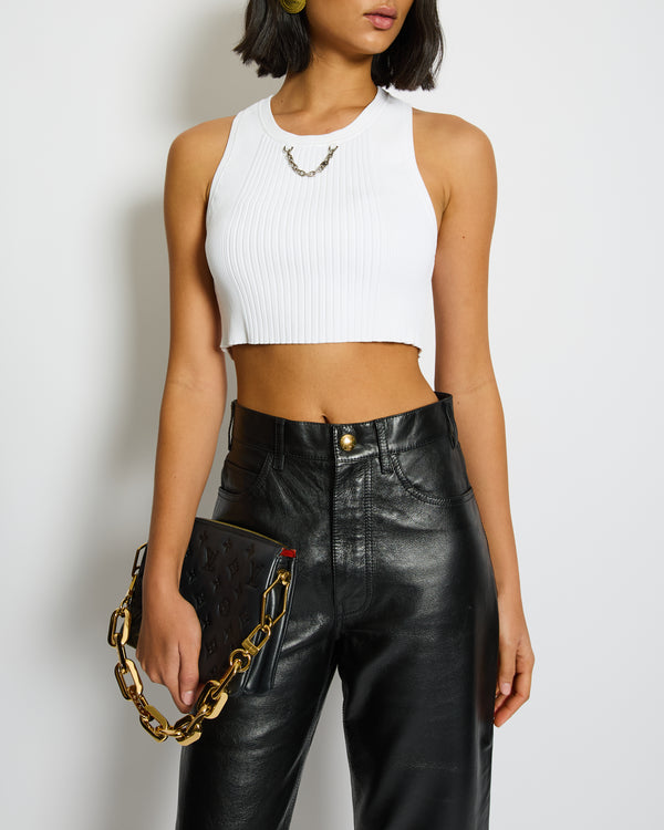Louis Vuitton White Sleeveless Cropped Top with Logo Chain Detail Size S (UK 8) RRP £880