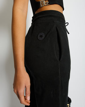 Hermès Black Cotton and Silk Trousers with Back Logo Detailing Size FR 34 (UK 6)