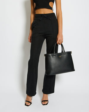 Hermès Black Cotton and Silk Trousers with Back Logo Detailing Size FR 34 (UK 6)