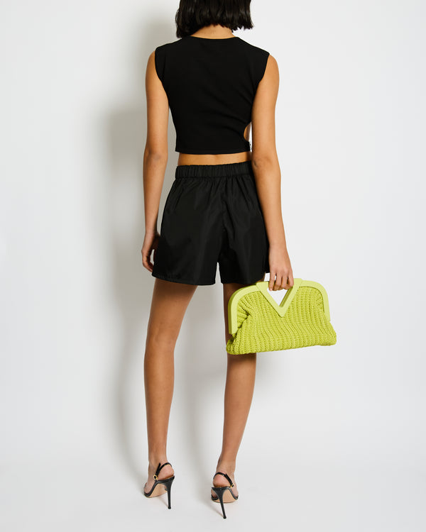 Prada Prada Re-Nylon High-Waist Shorts with Leather Plaque Detail Size IT 38 (UK 6) RRP £820