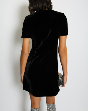 Saint Laurent Black Velvet Short-Sleeve Mini Dress Size FR 34 (UK 6)