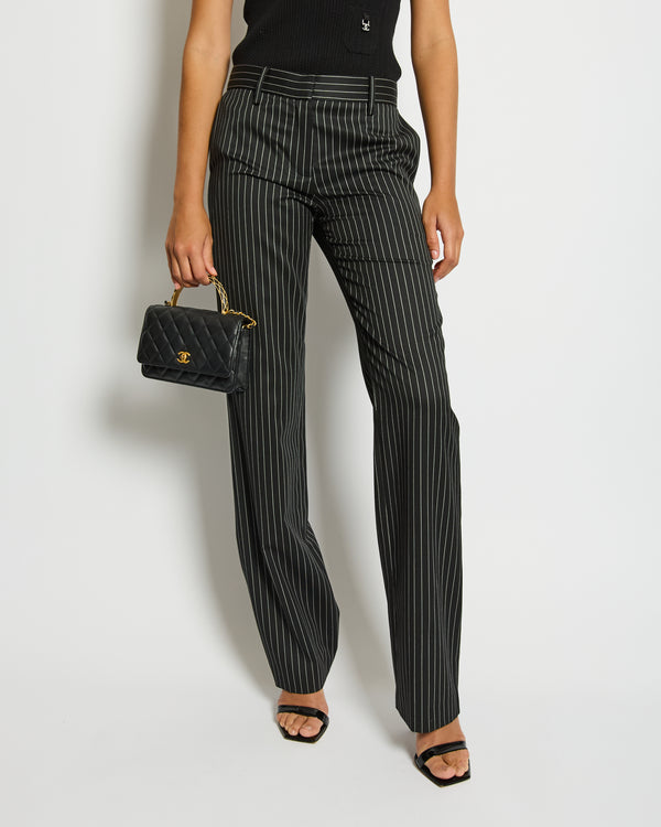 Magda Butrym Black Striped Wool Trousers Size FR 34 (UK 6) RRP £700