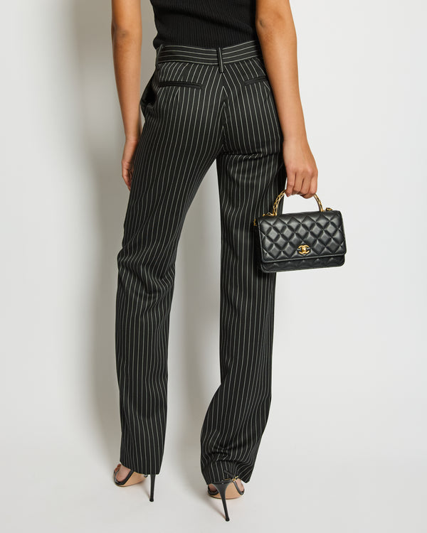 Magda Butrym Black Striped Wool Trousers Size FR 34 (UK 6) RRP £700