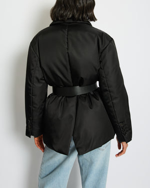 Prada Black Re-Nylon Down Coat with Logo and Belt Detail Size IT 36 (UK 4) RRP £2,400