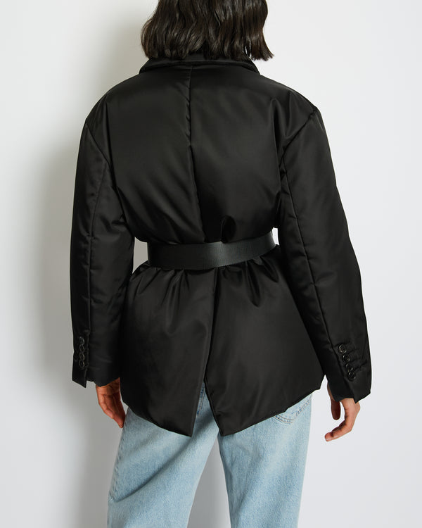 Prada Black Re-Nylon Down Coat with Logo and Belt Detail Size IT 36 (UK 4) RRP £2,400
