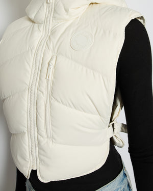 Hermès White Sleeveless Cropped Puffer Jacket with Logo Detail Size FR 38 (UK 10) RRP £2,400