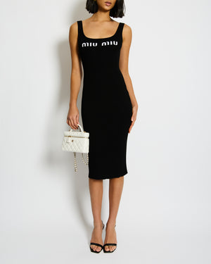 Miu Miu Black Ribbed Strap Midi Dress Size IT 38 (UK 6)