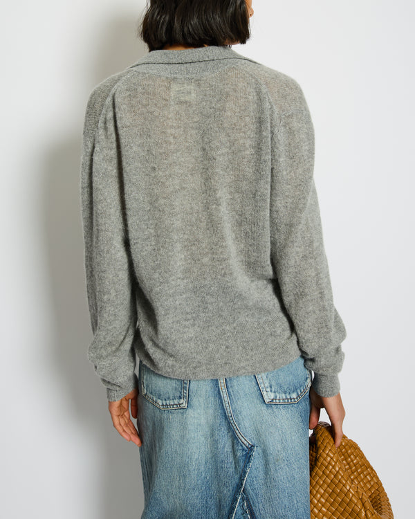 Khaite Grey V-Neck Long Sleeve Jumper Size S (UK 8)