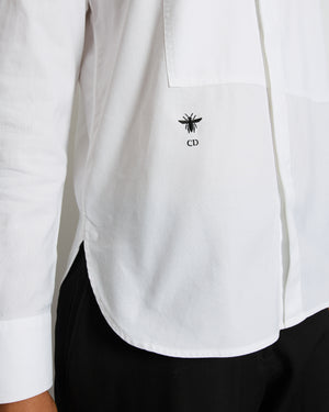 Christian Dior White Button Down Shirt with Bee "CD" Logo Shirt Size FR 36 (UK 8)