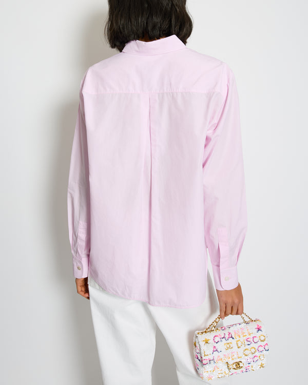 Chanel 24/B Pink Button Down Shirt with Logo Button Detail Size FR 36 (UK 8)