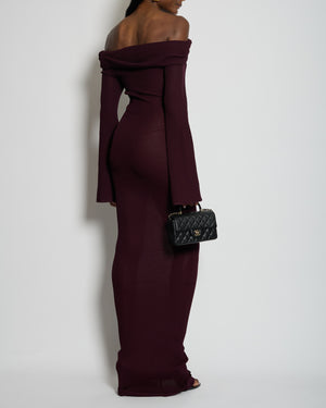 Ser.O.Ya Merlot Knitted Long Sleeve Galleria Maxi Dress with Raunched Neckline Detail Size XS (UK 4) RRP £330