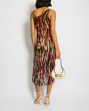 Missoni Red One Shoulder Printed Midi Dress Size IT 38 (UK 6)