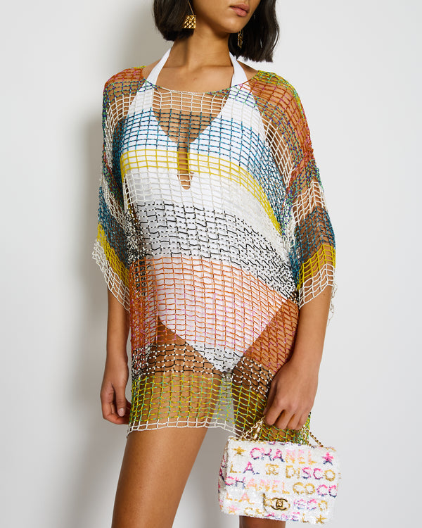 Missoni Blue Beaded Short Sleeve Beach Top Size XS (UK 6/8)