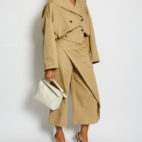 Loewe Beige Cropped Trench Jacket with Ribbed Hemline and
