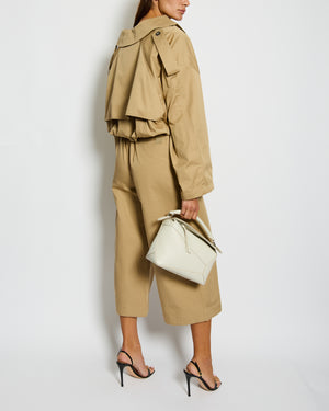 Loewe Beige Cropped Trench Jacket with Ribbed Hemline and Trouser Set Size FR 36 (UK 8) Trouser Size M (UK 10)