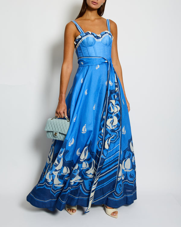 Zimmermann Blue High Tide Eyelet Maxi Dress Size 1 (UK 10) RRP: £2,550