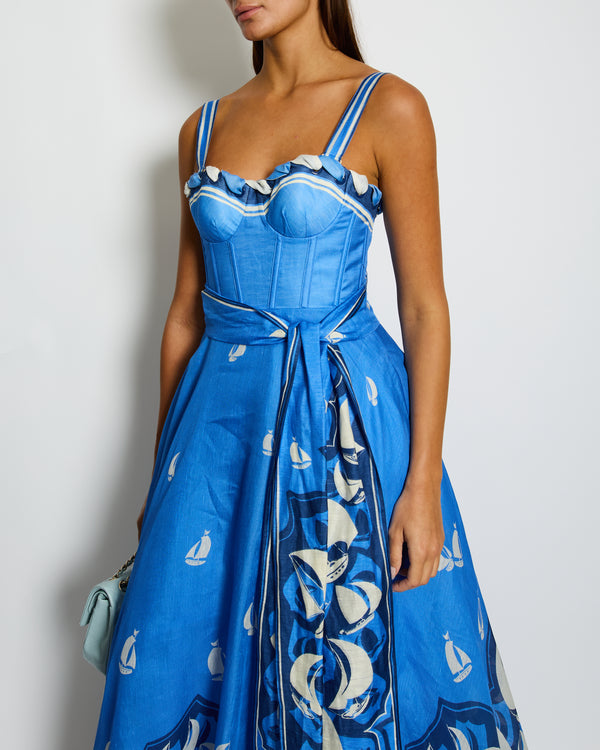 Zimmermann Blue High Tide Eyelet Maxi Dress Size 1 (UK 10) RRP: £2,550
