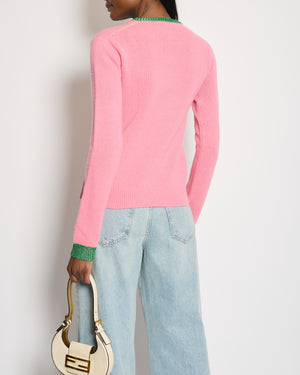 Gucci Pink L'Aveugle Par Amour Tiger Wool Knit Long Sleeve Jumper Size M (UK 10)