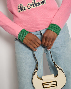 Gucci Pink L'Aveugle Par Amour Tiger Wool Knit Long Sleeve Jumper Size M (UK 10)