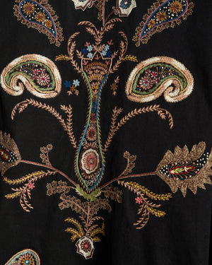 Christian Dior Black Cotton Long-Sleeve Jacket with Paisley Print Embroidery and Pocket Details Size FR 38 (UK 10)