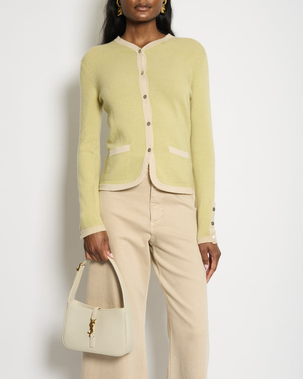 Chanel 03/P Pastel Green V-Neck Cardigan with Logo Button Detail Size FR 40 (UK 12)