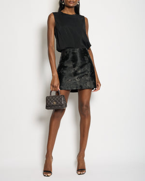 Prada Black Leather and Ponyhair Mini Skirt Size UK 10