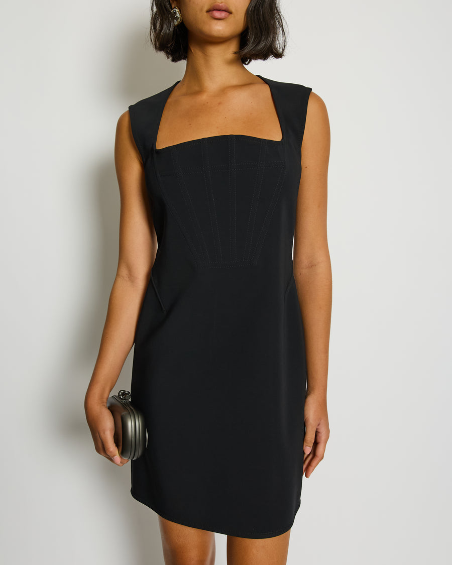 Bottega Veneta Black Sleeveless Mini Dress with Front Corset Detail Size IT 40 (UK 8)