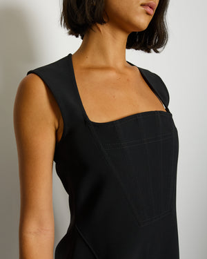 Bottega Veneta Black Sleeveless Mini Dress with Front Corset Detail Size IT 40 (UK 8)