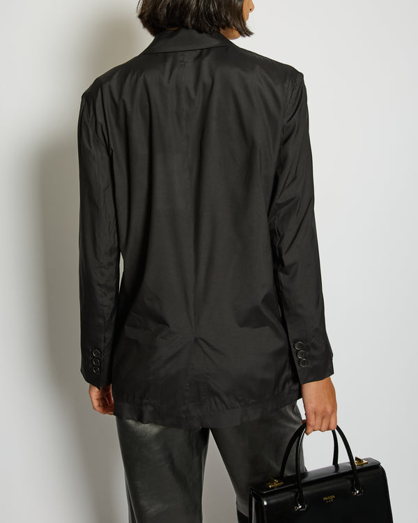 Prada Black Re-Nylon Single Breasted Blazer with Zip Detail Size IT 38 (UK 10)