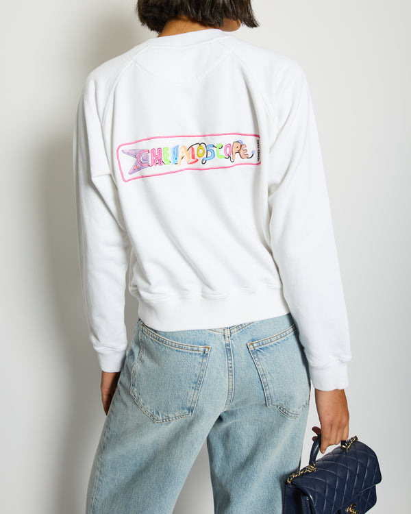 Hermès White "Chevaloscope" Embroidered Sweatshirt Size FR 38 (UK 10)