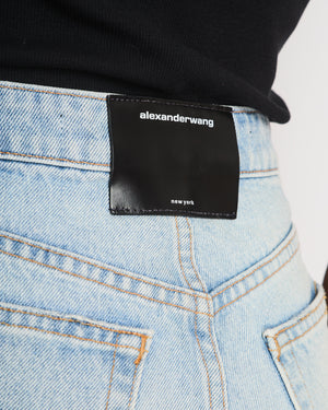 Alexander Wang Light Washed Blue Denim Shorts with Distressed Hem Details Size 25 (UK 6)