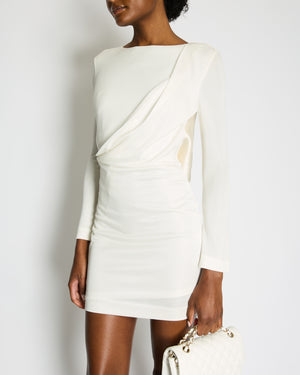 Tom Ford Cream Long Sleeve Backless Midi Dress with Zip Detail Size IT 40 (UK 8)