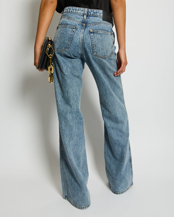 Louis Vuitton Blue Straight Leg Stone Wash Denim Jeans Size 38 (UK 10)