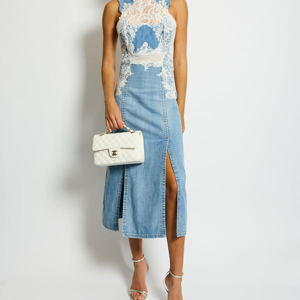 スカート ERMANNO SCERVINO Abito pizzo Light Blue Ermanno Scervino Blue Lace Bustier Dress | italist