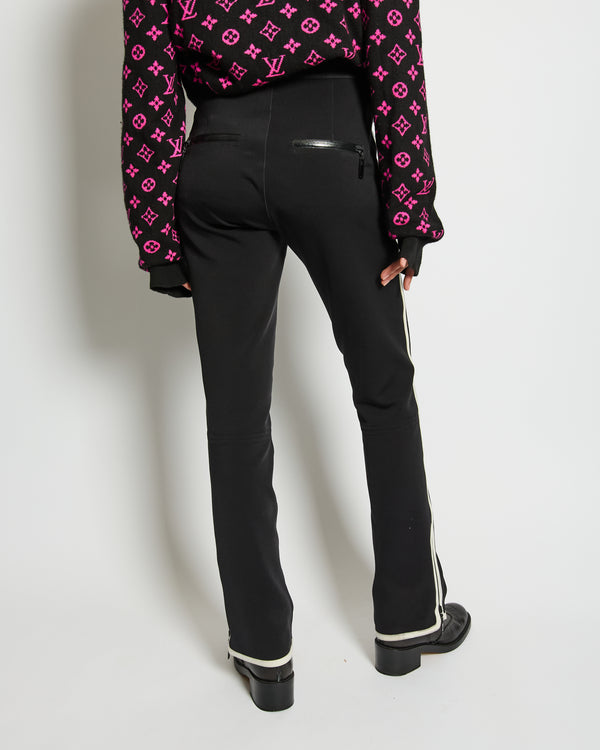 Louis Vuitton Black High-Waist Zip Trouser with Stripe Detail Size FR 36 (UK 8)