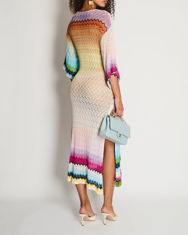 Missoni Multicolour Zigzag Beach Cover-Up Short Sleeve Maxi Dress Size IT 38 (UK 6)