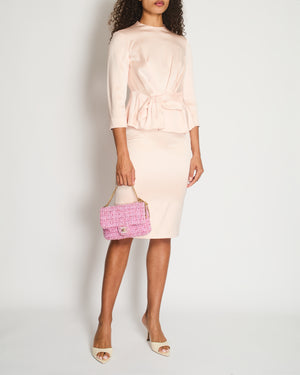 Christian Dior Pink Long Sleeve Top with Bow Detail and Matching Skirt Size FR 40 (UK 12)